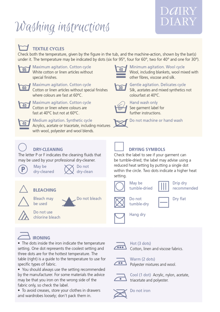 Washing symbols - the definitive guide by the Dairy Diary